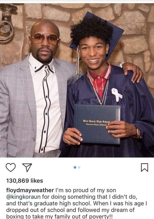 floyd mayweather son graduation - West Ranch High School model 130,869 floydmayweather I'm so proud of my son for doing something that I didn't do, and that's graduate high school. When I was his age 1 dropped out of school and ed my dream of boxing to ta