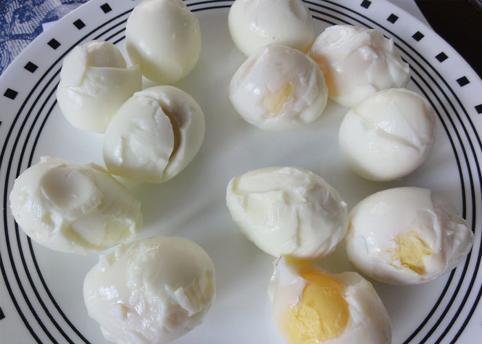 When a boiled egg is difficult to peel.
