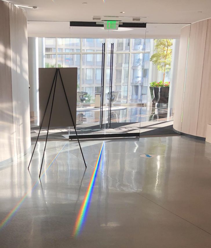 “The door into my work casts a solid rainbow for a few minutes in the mornings.”
