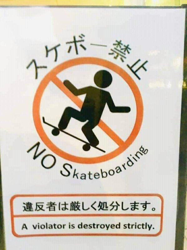 sign - No Skateboarding A violator is destroyed strictly.