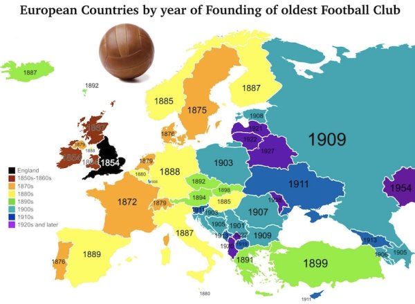 countries by founding date - European Countries by year of Founding of oldest Football Club 1887 1892 1887 1885 1875 1908 1878 1922 1909 1927 186 1854 1879 1903 1880 1888 1892 1911 1954 England 18501860 1870s 1880s 1890s 1900s 1910s 1920s and later 1898 1