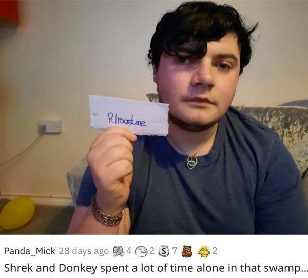 savage roasts - photo caption - Rlroast me Panda_Mick 28 days ago 4237 Shrek and Donkey spent a lot of time alone in that swamp..