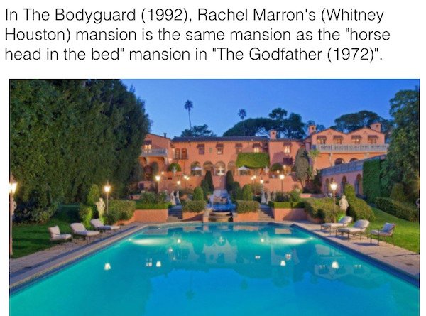 90s movie facts - architect gordon kaufmann - In The Bodyguard 1992, Rachel Marron's Whitney Houston mansion is the same mansion as the