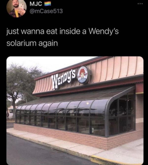 wendy's solarium - Mjc just wanna eat inside a Wendy's solarium again Wendy's