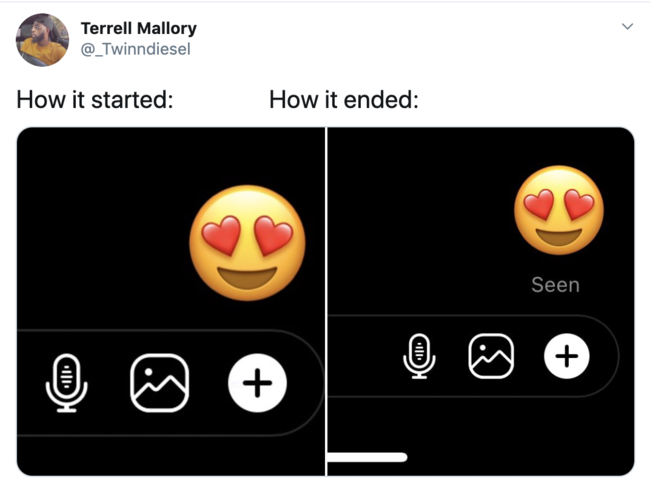 emoticon - Terrell Mallory How it started How it ended Seen 10 I