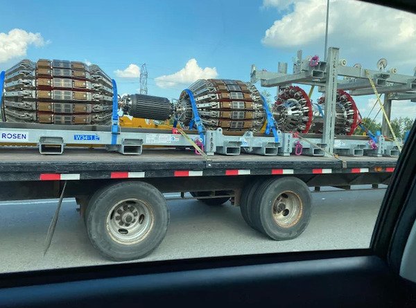 Seen yesterday in Columbus, OH; seems fragile to leave uncovered on a truck.

A: Pipe pigs. For inspecting pipelines.