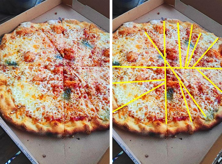 “This is how they sliced our pizza.”