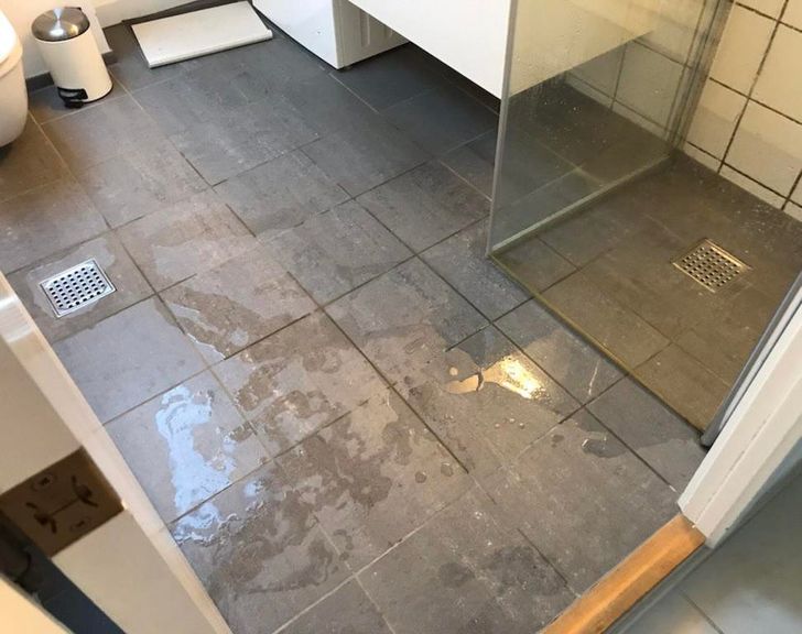“I was wondering why there was a drain in the middle of the floor.... the drain in the shower lasted about 30 seconds, before the floor was flooded...”