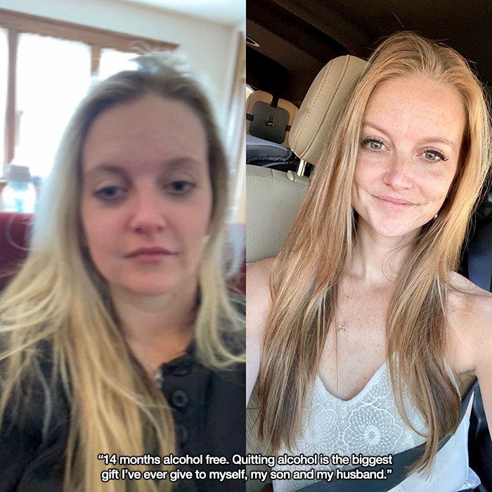 blond - "14 months alcohol free. Quitting alcohol is the biggest gift I've ever give to myself, my son and my husband."