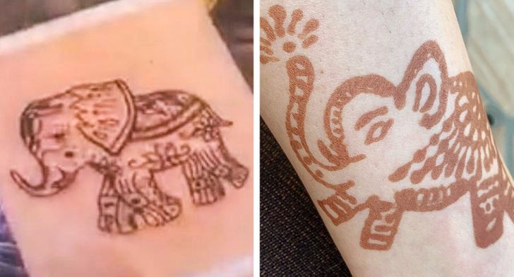 “My girlfriend decided to get a henna tattoo. This was supposed to be an elephant...”