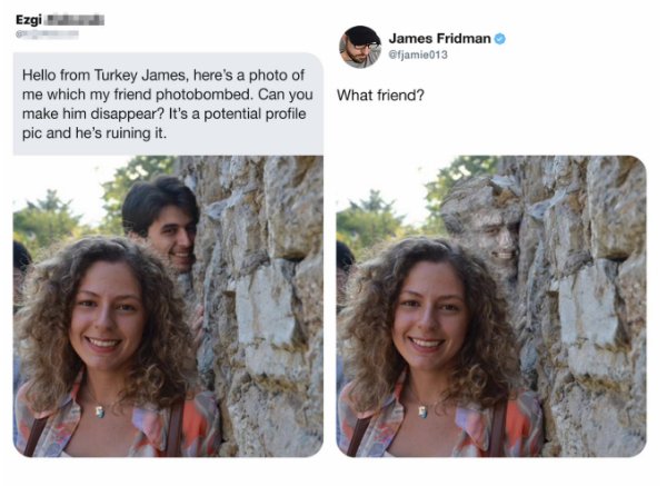 james fridman - Ezgi James Fridman Gfjamie013 Hello from Turkey James, here's a photo of me which my friend photobombed. Can you What friend? make him disappear? It's a potential profile pic and he's ruining it.