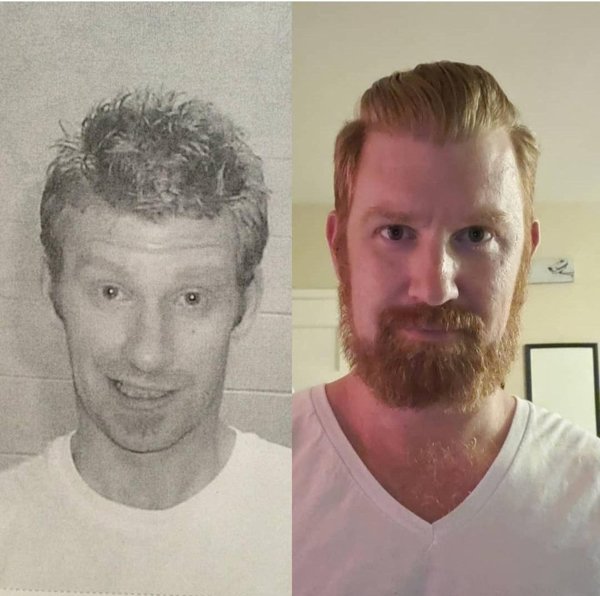 4 years sober after a life filled with arrests, psych wards, and suicide attempts. Now I’m engaged and a counselor to the homeless. Could not be more grateful for this incredible life. One of my mugshots on the left.