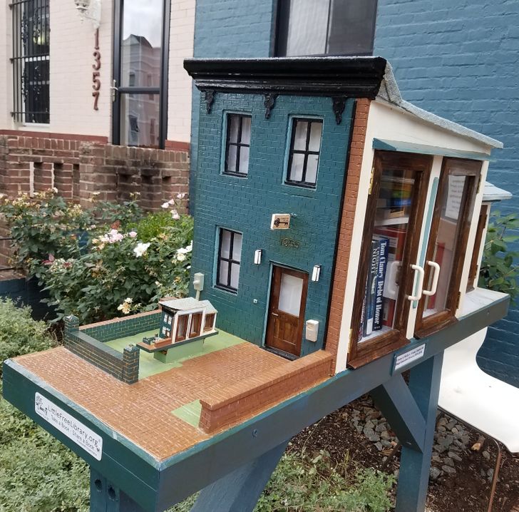 Townhouse in DC has a cute little model townhouse in its front yard (and the model has its own model!)