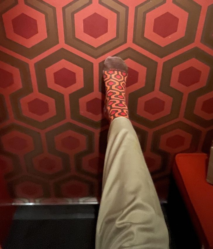 “My sock matched this wall in a dressing room.”