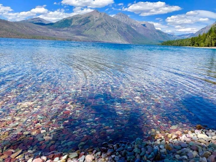 The crystal clear waters of a lake in Montana