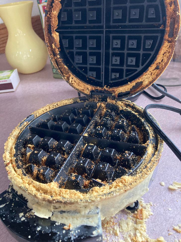 terrible house guests - waffle make ruined