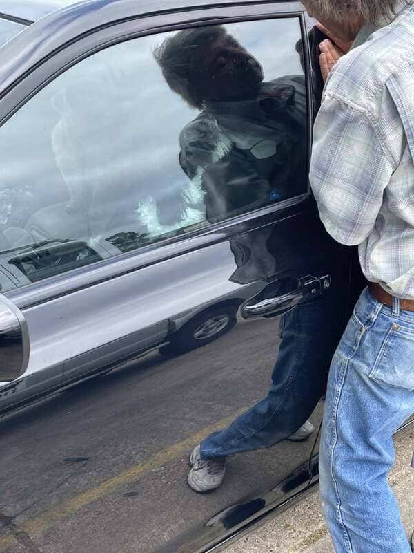 Dogs locked us out of the car while evacuating Hurricane Ida.