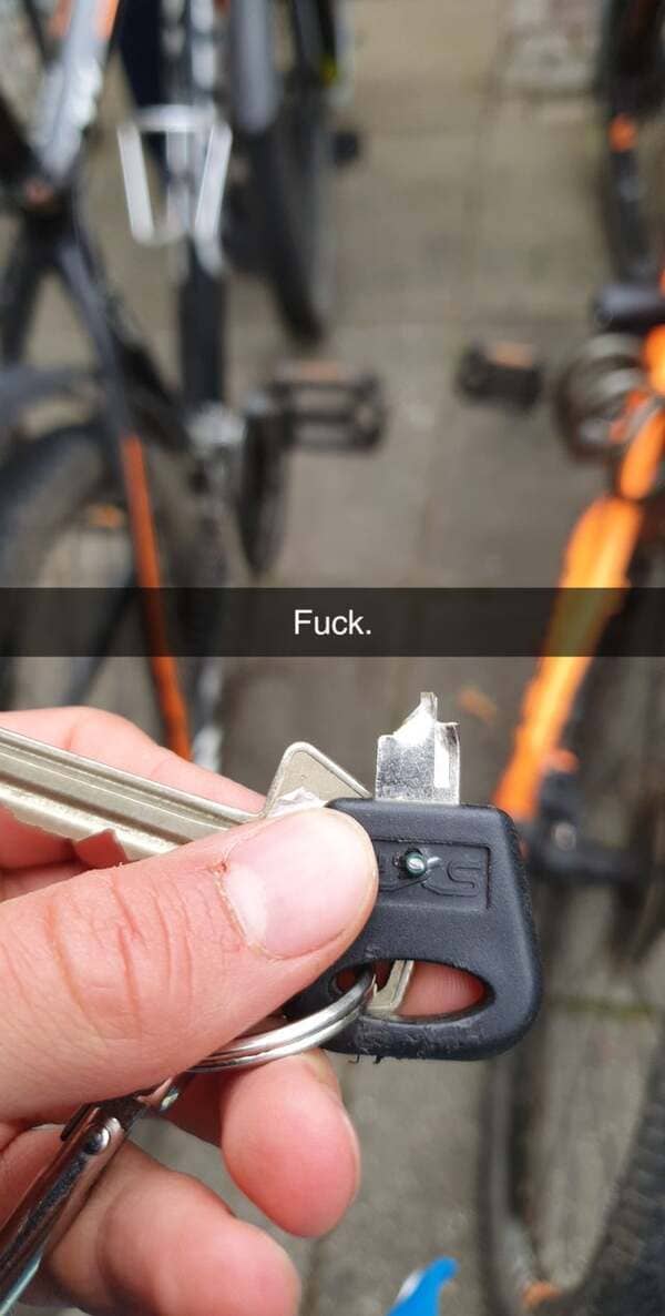 Just broke my bicycle key while it was in the lock.