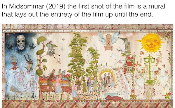 midsommar mural poster - In Midsommar 2019 the first shot of the film is a mural that lays out the entirety of the film up until the end. Liv