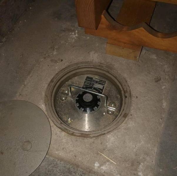 “My sis moved into a new house today, found this safe in the floor and can’t open it. Yet.”