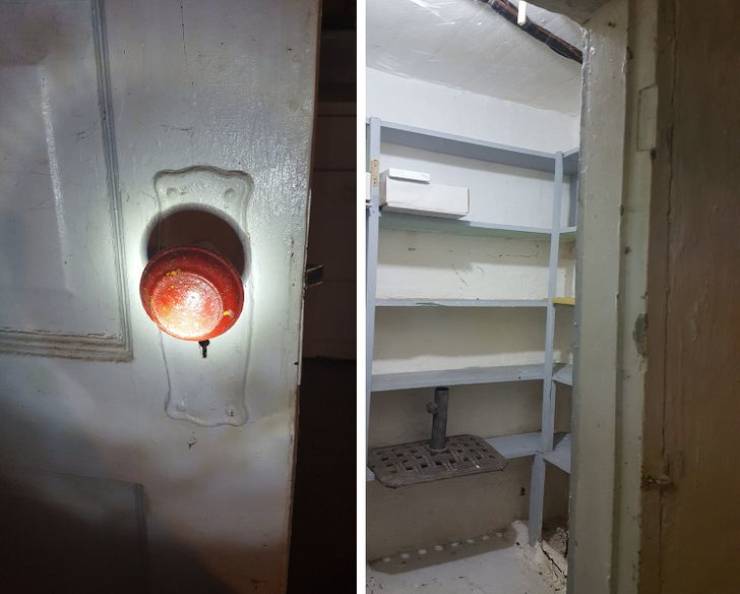 “I found a skeleton key to a long-locked basement door in my old house and discovered a ‘root cellar’ that resembles a tiny torture dungeon.” “It includes an inside doorknob inexplicably painted blood red. Looking forward to meeting the ghost I unleashed.”