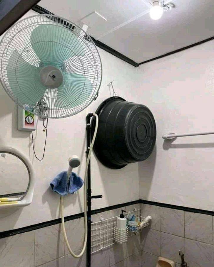 “I just got my new apartment and entering into the toilet I found this! Will I be taking my bath with the fan on or off?”