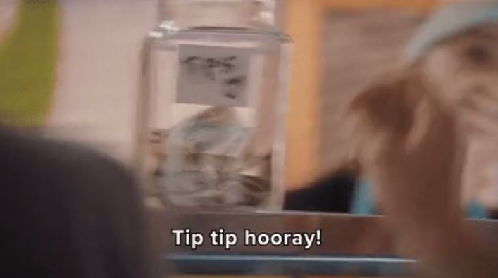 Tipping.

Imagine convincing someone that you don’t need to pay your employees, because you will pressure random strangers to do that for you.