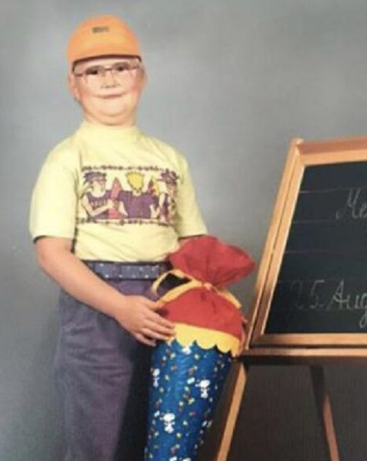 “My husband on his first day of school in 1990.”