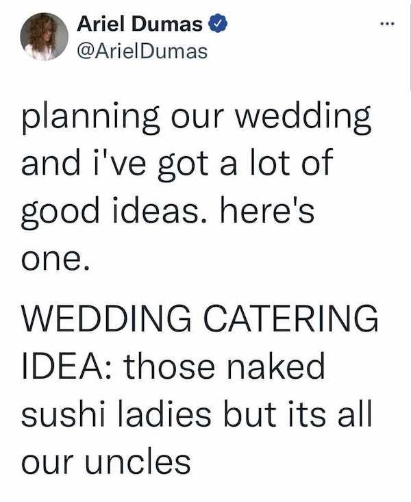 prove that the line of two intersecting circles subtends equal angles at the two points of intersection - ... Ariel Dumas planning our wedding and i've got a lot of good ideas. here's one. Wedding Catering Idea those naked sushi ladies but its all our unc
