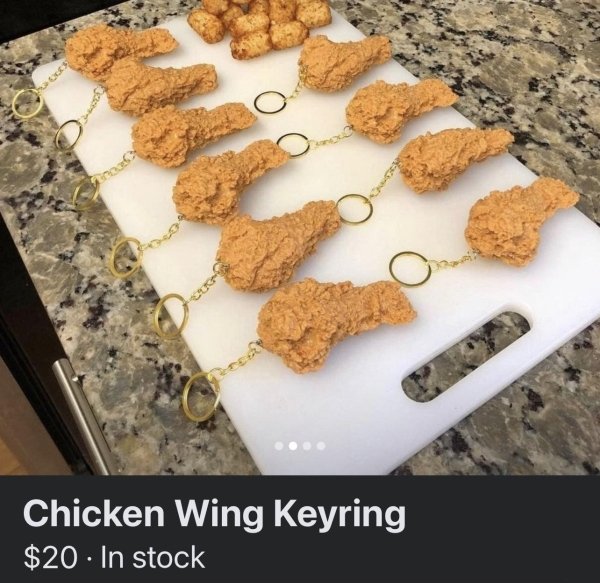 cookie - Chicken Wing Keyring $20. In stock