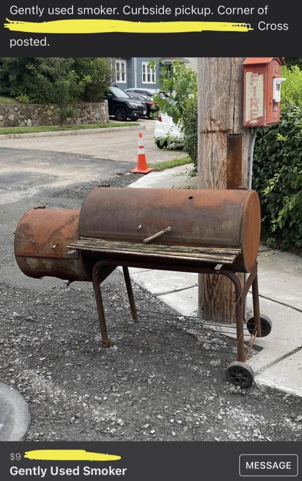 table - Gently used smoker. Curbside pickup. Corner of m. Cross posted $9 Gently Used Smoker Message