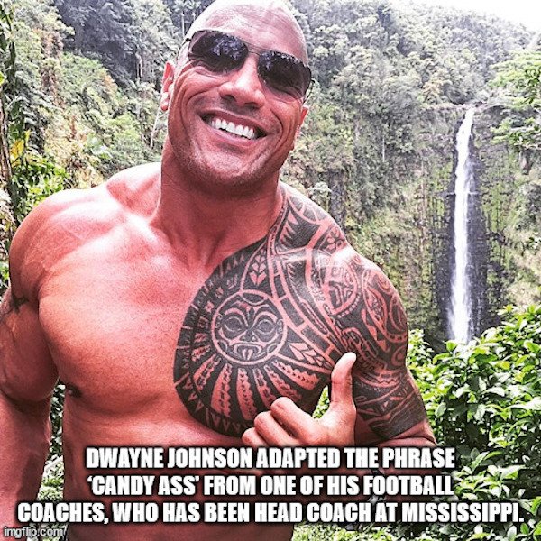 random facts - ʻakaka falls state park  Dwayne Johnson Adapted The Phrase "Candy Ass From One Of His Football Coaches, Who Has Been Head Coach At Mississippi. imgflip.com