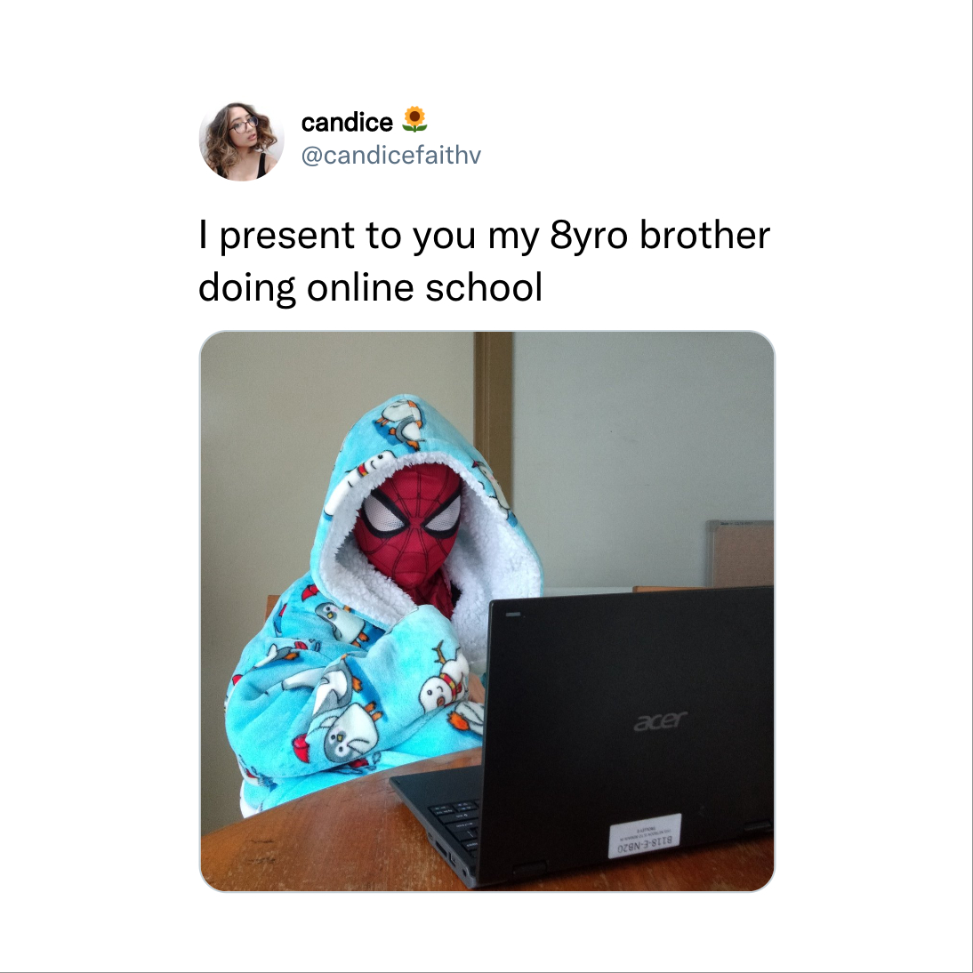 communication - candice present to you my 8yro brother doing online school