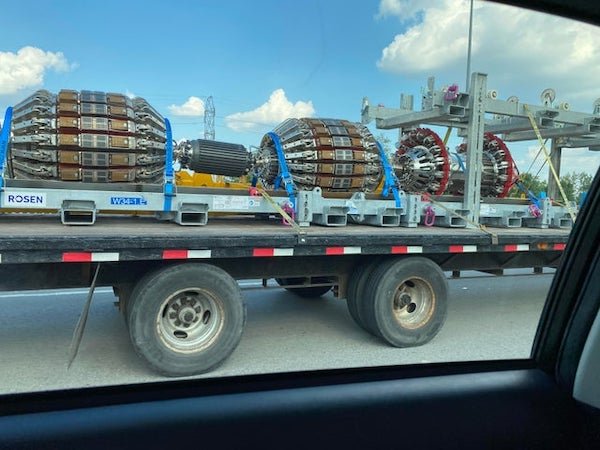 Seen yesterday in Columbus, OH; seems fragile to leave uncovered on a truck.

A: Pipe pigs. For inspecting pipelines.