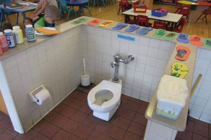 "All toilets must be centered in the middle of the classroom so kids eating their snacks three feet away can bare witness to their classmates defecating"