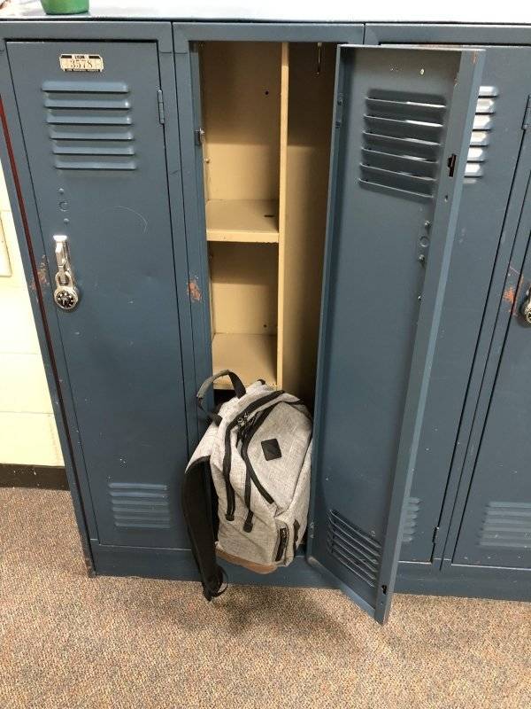 "My school locker can’t even fit my backpack because of those shelves."