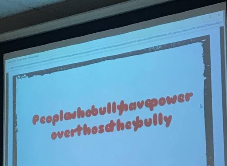 "My school’s official anti bullying presentation. Every title slide is the same way."