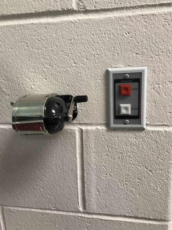 "Hand sharpener right next to an emergency button that immediately calls the local police department and sends the principal to our classroom. It’s been hit about 3 times this marking period"