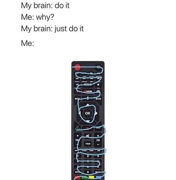 funny memes - relatable memes - My brain do it Me why? My brain just do it Me Ch