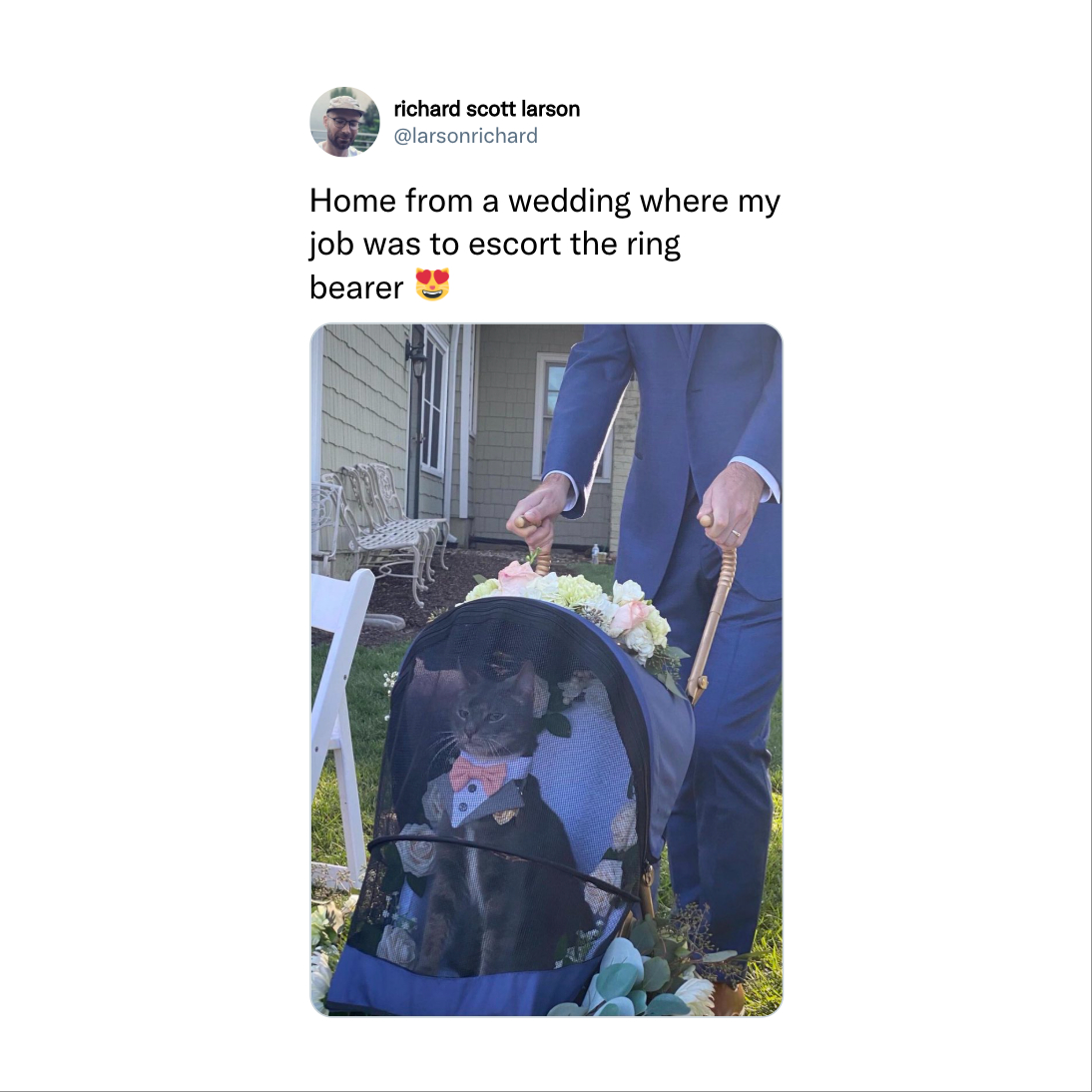 funny tweets - Wedding - richard scott larson Home from a wedding where my job was to escort the ring bearer
