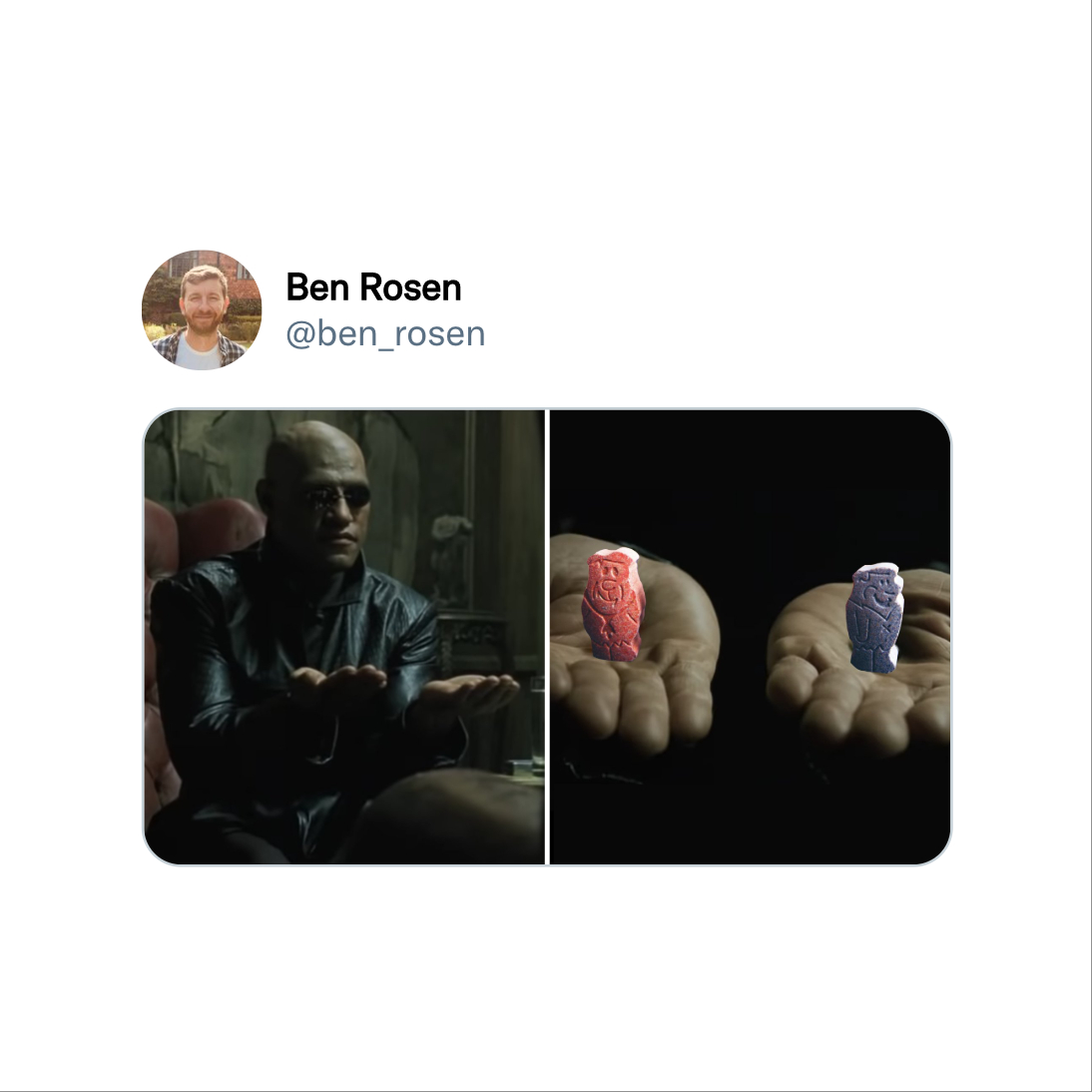 funny tweets - red pill blue pill
