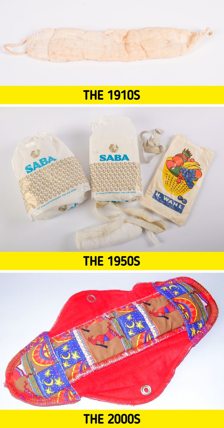 The first disposable pads appeared on the market at the end of the 19th century, before that ladies used self-made pads. In the 1950s, special belts went on sale, with the help of which sanitary pads were attached to underwear. But rather quickly they were replaced by pads with an adhesive.

But at the end of the 20th century, reusable hygiene products gained popularity again. They are cheaper and don’t pollute the environment.