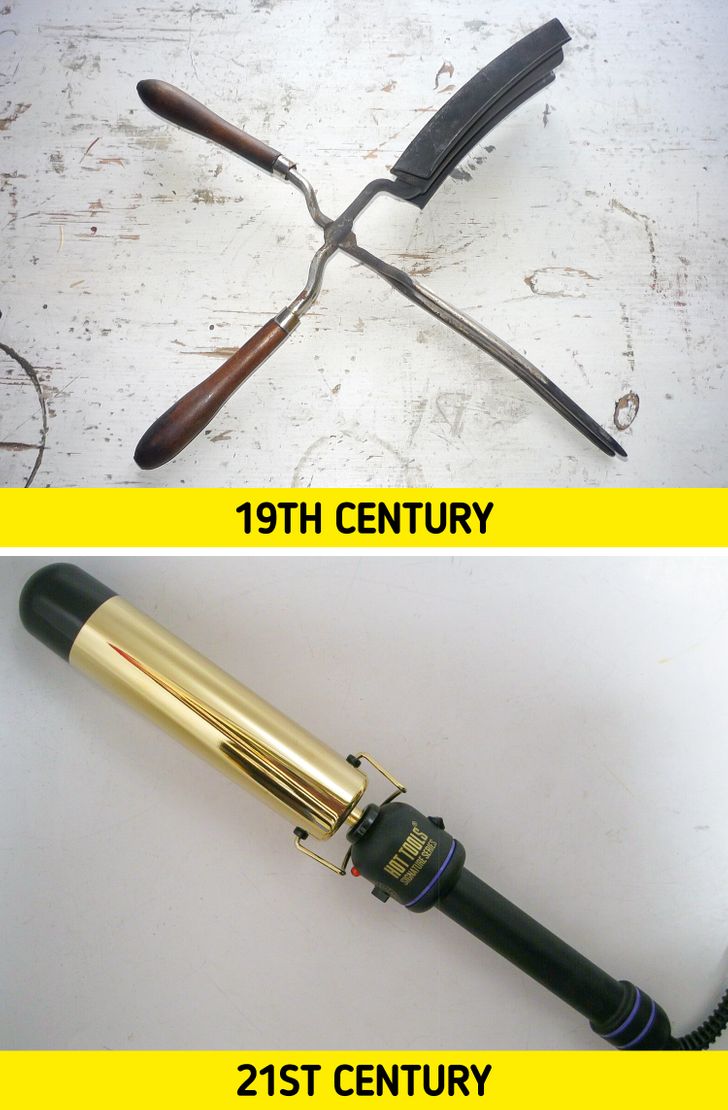 Women have curled their hair with the help of metal tongs since long ago. This device used to be heated over an open fire, and it was difficult to control the temperature of it, which often led to hair damage. In the 20th century, electric curling irons were invented.