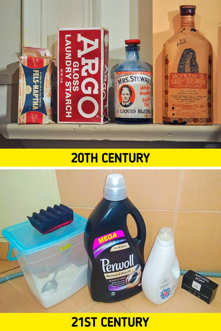 The development of sulfate esters in 1917 helped the development of the first laundry detergents. But these products were originally only used in large laundry facilities. Various mixes for clothes washing began to be mass-produced in the middle of the last century.