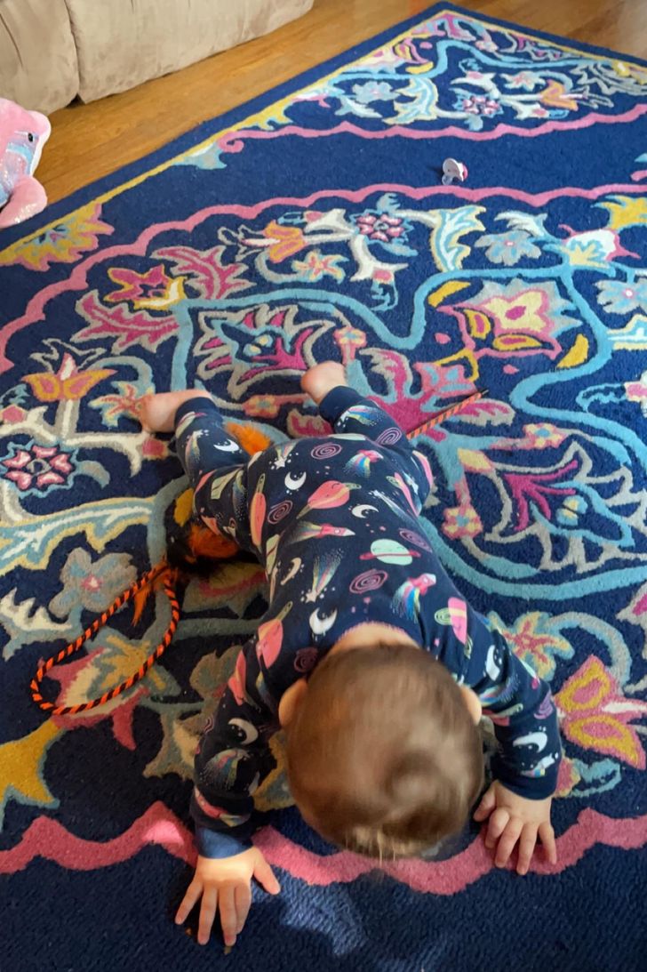 “Lost my daughter as she practiced crawling on the rug.”