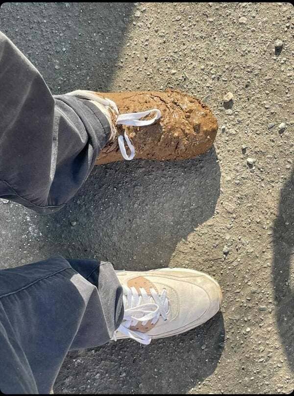 On my way to the market, I stepped in a bit of mud.