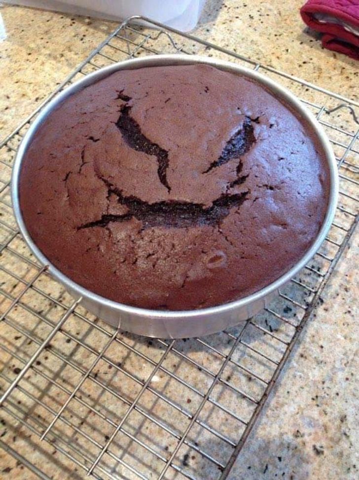 ’’My cake naturally formed an evil smiling face.’’