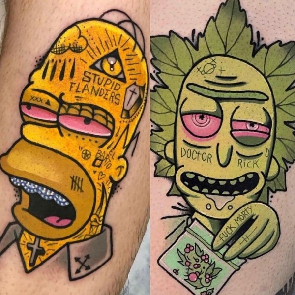 tatuagem rick and morty - Stupid Flanders Xxx Doctor Us Rick "B Fuck Morty