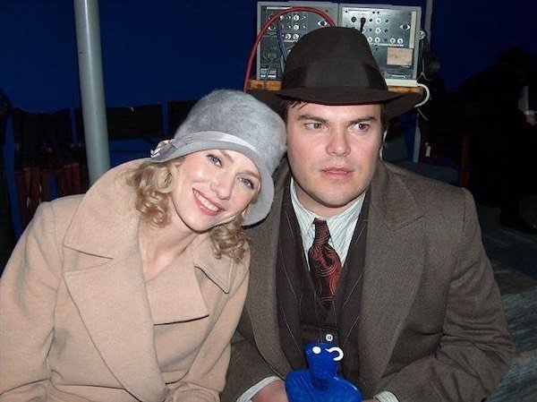 Naomi Watts and Jack Black on the set of the 2005 film King Kong.