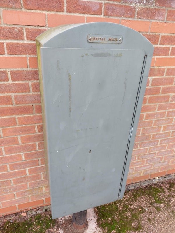 Royal mail cabinet with no slots by the side of the road in North of England. What is this cabinet for?

A: It’s a pouch box. Posties have their sacks delivered to them via these storage boxes.